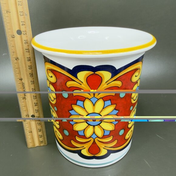 Ceramic Nova Deruta Made In Italy Redware Pottery Utensil Holder Crock Vase VTG - Picture 2 of 13